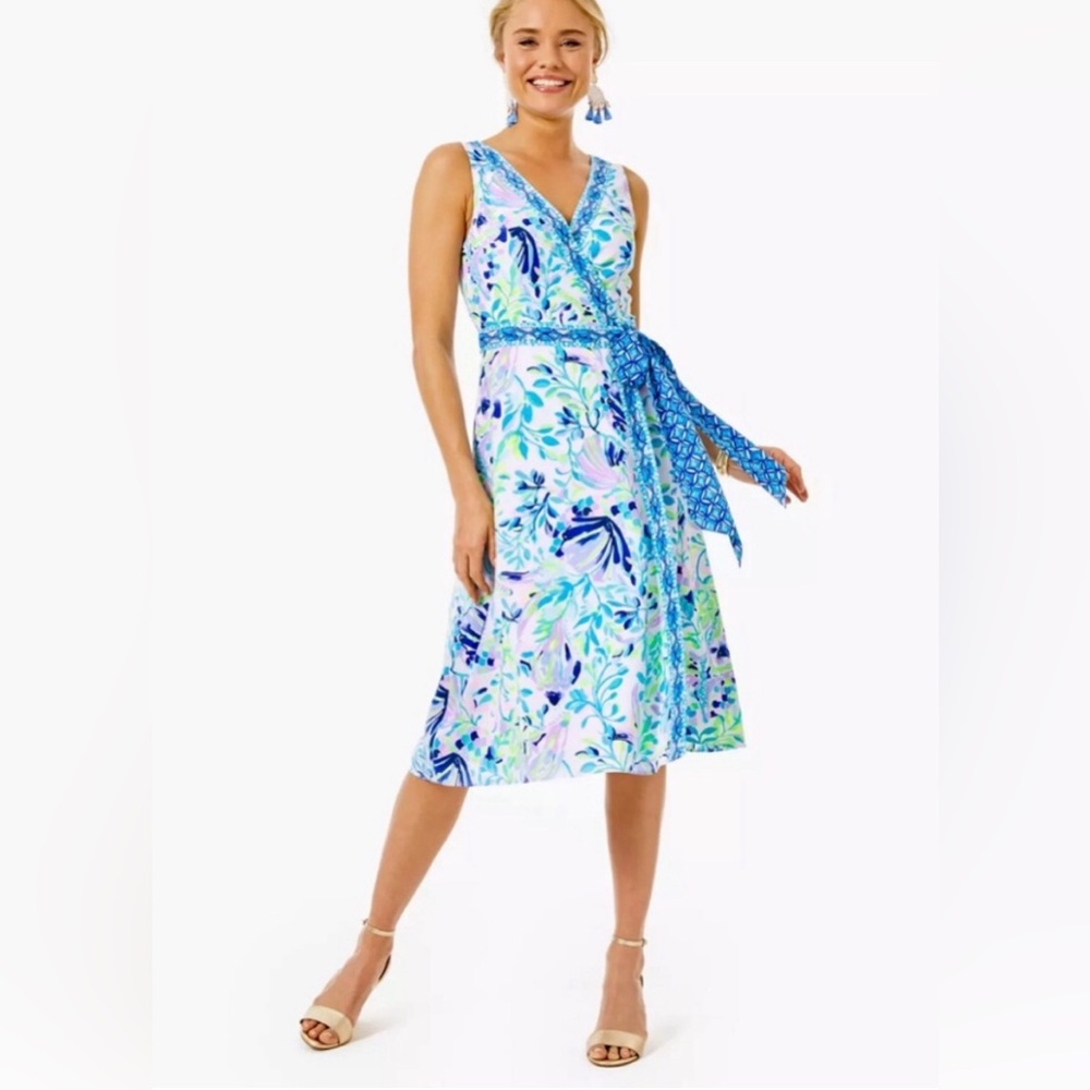 Lilly Pulitzer Shaylee Stretch Midi Wrap Dress Size 6 NWT